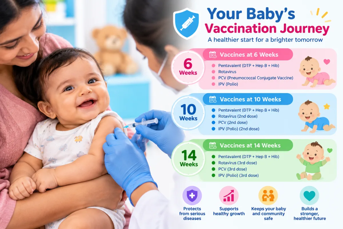 Infographic: vaccines at 6, 10 and 14 weeks